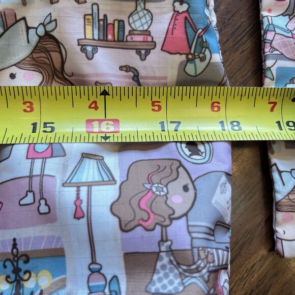 Lesportsac Home Travel Tote Pouch Taupe Pink Gray Hobby Tea Art Piano - Picture 4 of 14